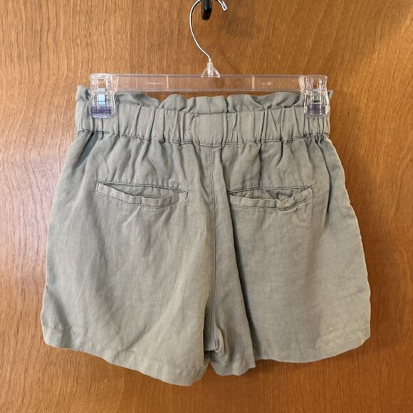 C&C California Womens Size X-Small Green 100% Linen Paperbag Short 3" Inseam - Picture 4 of 6